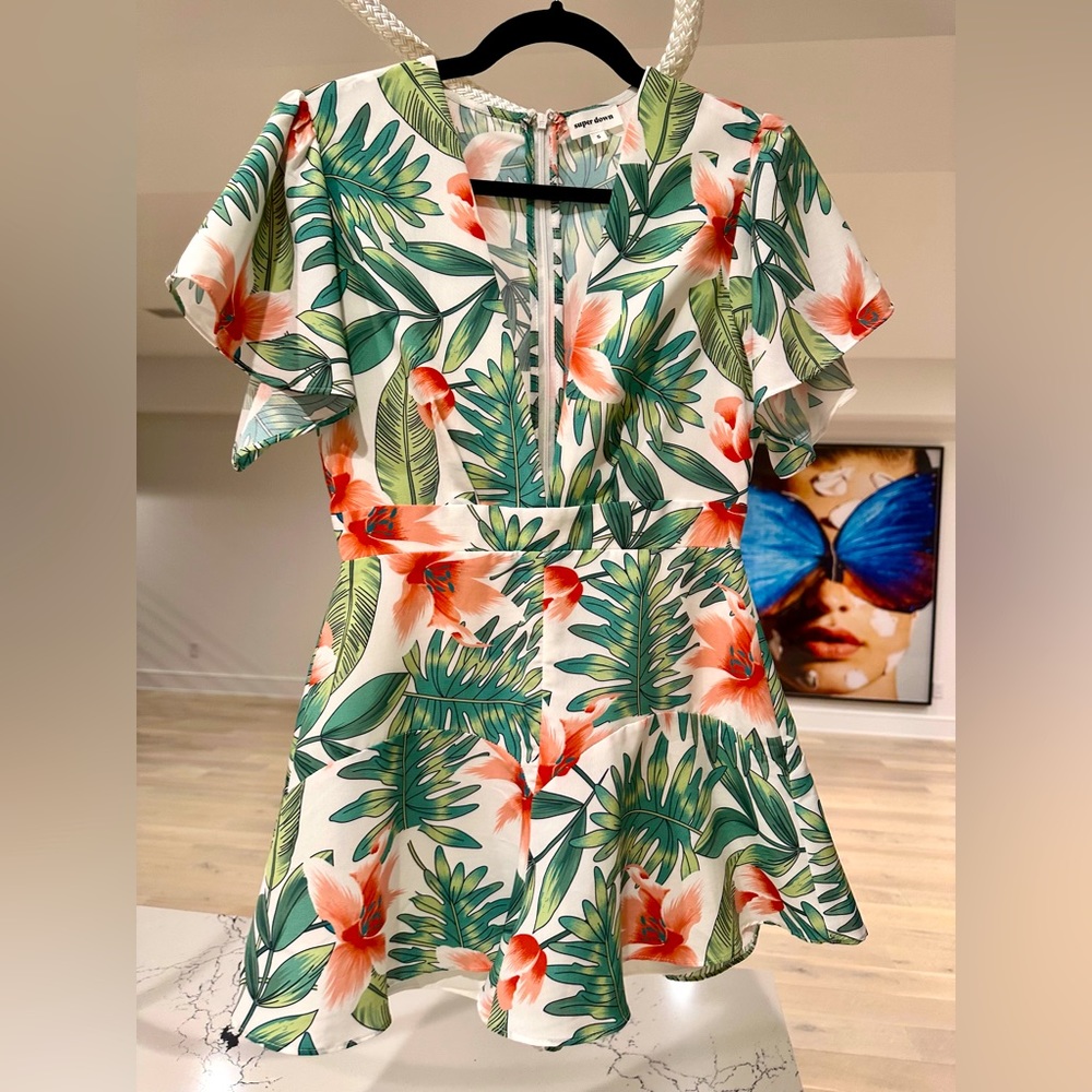 Superdown Karlie Flutter Romper - White/Red/Blood… - image 3